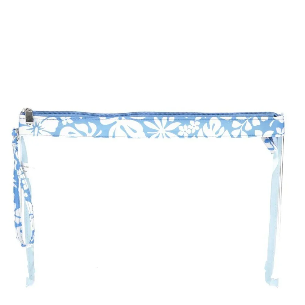 No Boundaries 5pc Beach Pouch Set Blue Floral Travel Bag Sunglass Case Holder